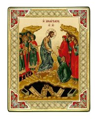 Грецька ікона "Сходження Христа у пекло", Господь "Сошествие Христа в ад", 19х15