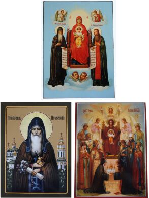 Иконы на дереве. лики: "Печерская", "Киевская", "Преп. Агапит Печерский"