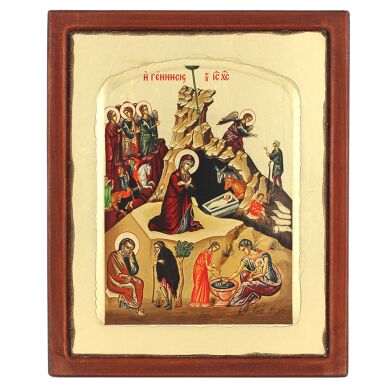 Греческая икона "Рождество Христово" 21X17