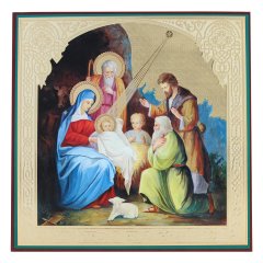 Икона "Рождество Христово" на деревянном планшете