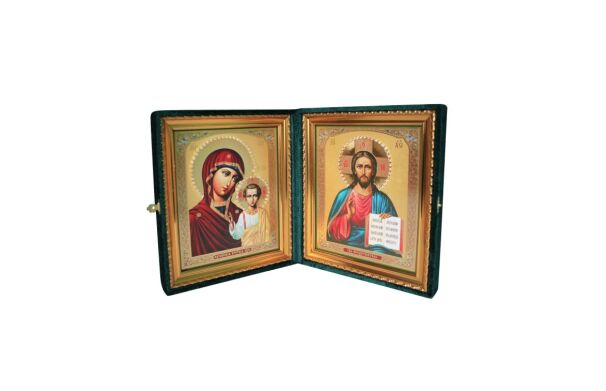 "Господь и Богородица" бархатный складень, цвет в ассортименте