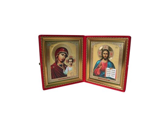 "Господь и Богородица" бархатный складень, цвет в ассортименте