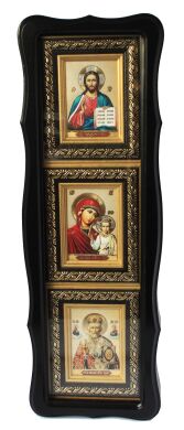 Икона тройник "Господь, Богородица, Николай Чудотворец"