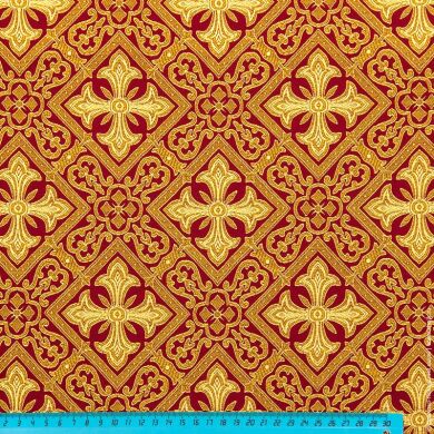 Тканина "Кам'яна квітка", колір: Червоний з жовтим (1 сорт; 7539); червоний + золото (парча)